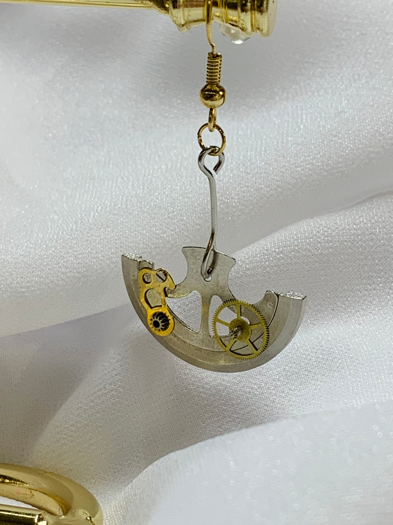 蒸汽龐克風 機芯耳環(不對稱)