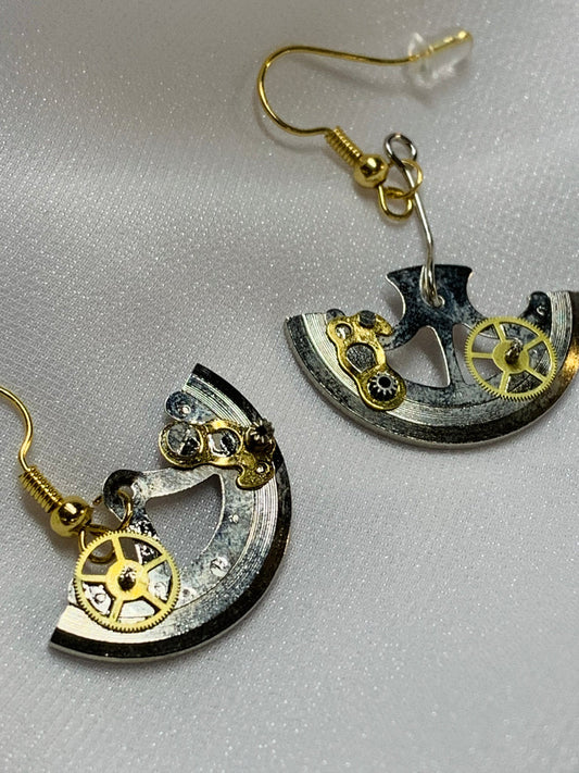 蒸汽龐克風 機芯耳環(不對稱)