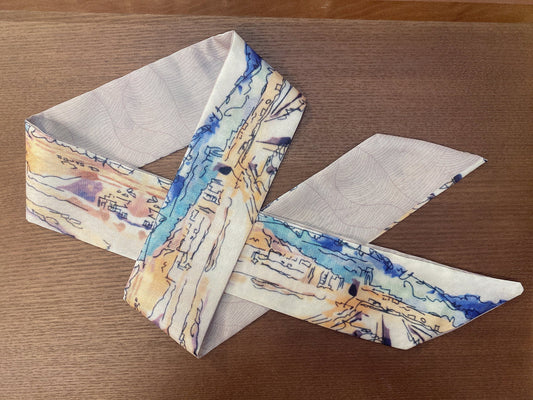 棉質小絲巾 古風單面粉底田園