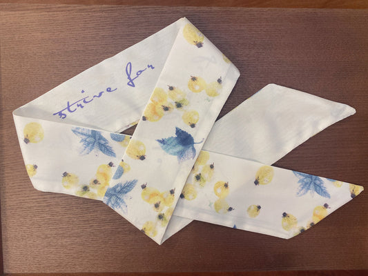 棉質小絲巾 單面白底小果實