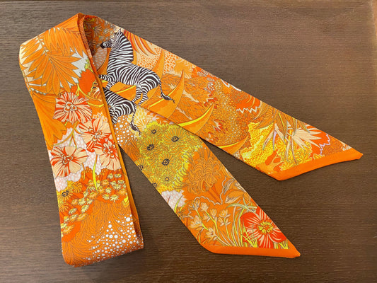 叢林動物小絲巾 花園斑馬亮橘