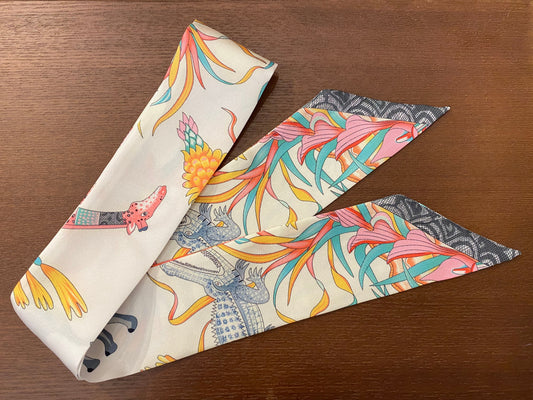 叢林動物小絲巾 鱷魚長頸鹿白