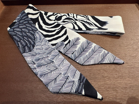 叢林動物小絲巾 黑白斑馬紋
