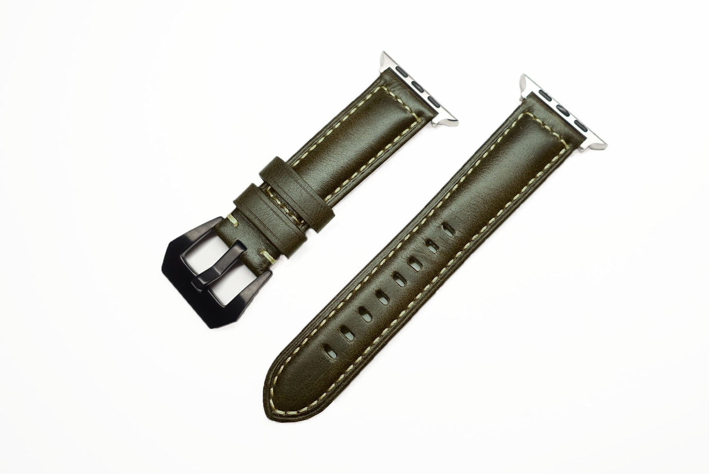 義大利油蠟皮革錶帶 軍綠 22mm - Watchmake Factory