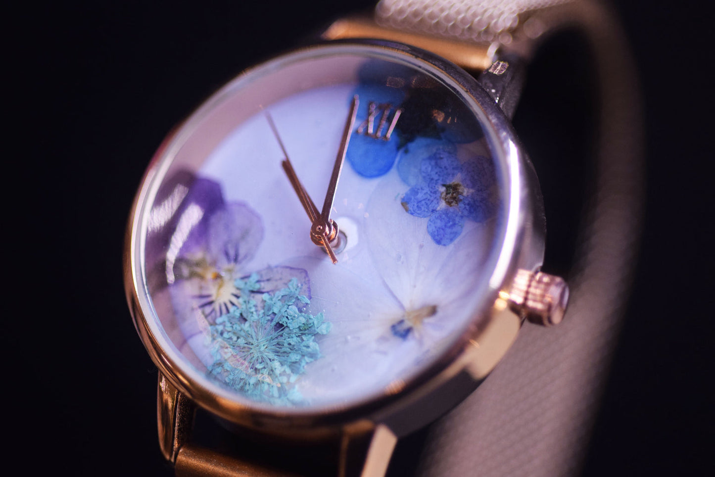 【時光花園】真花手錶 紫羅蘭藍紫色