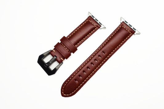 義大利油蠟皮革錶帶 酒紅 22mm - Watchmake Factory