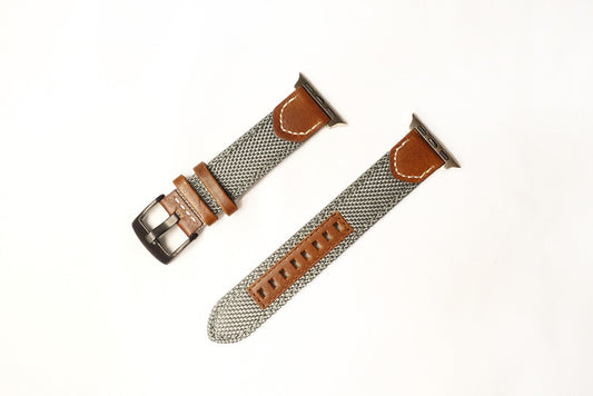 格紋帆布錶帶 灰色 20mm - Watchmake Factory