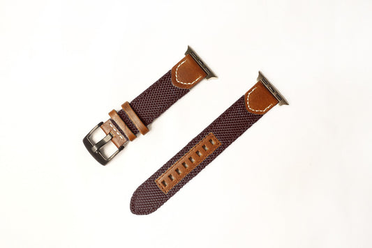 格紋帆布錶帶 深棕 20mm - Watchmake Factory