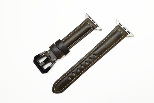 義大利油蠟皮革錶帶 軍綠 18mm - Watchmake Factory