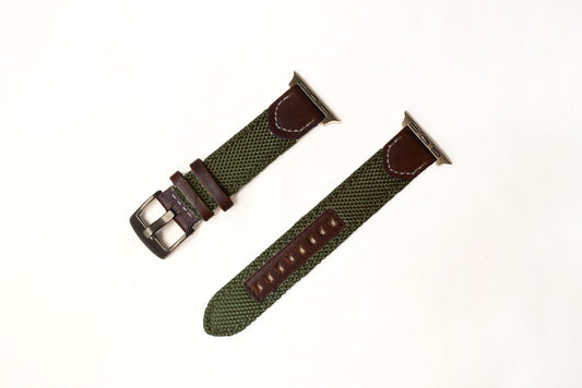 格紋帆布錶帶 軍綠 20mm - Watchmake Factory