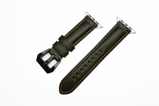 義大利油蠟皮革錶帶 灰黑 22mm - Watchmake Factory