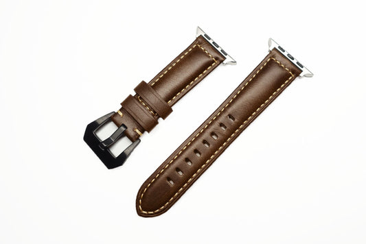 義大利油蠟皮革錶帶 深棕 22mm - Watchmake Factory