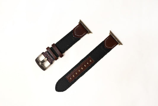 格紋帆布錶帶 黑色 20mm - Watchmake Factory